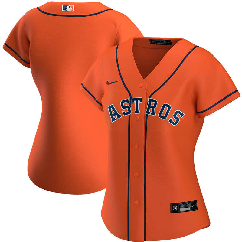 2020 MLB Women Houston Astros Nike Orange Alternate 2020 Replica Team Jersey 1